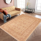 handmade Transitional Kafkaz Beige Tan Hand Knotted RECTANGLE 100% WOOL area rug 6 x 9